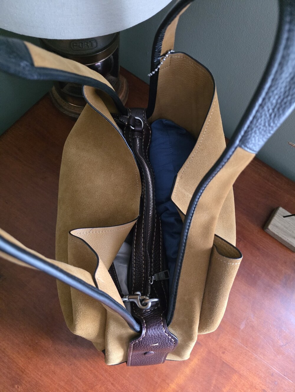 Coach Bandit 39 87575 Hobo Oak Tan Suede Brown Black Leather Bag 1941 - Picture 9 of 16
